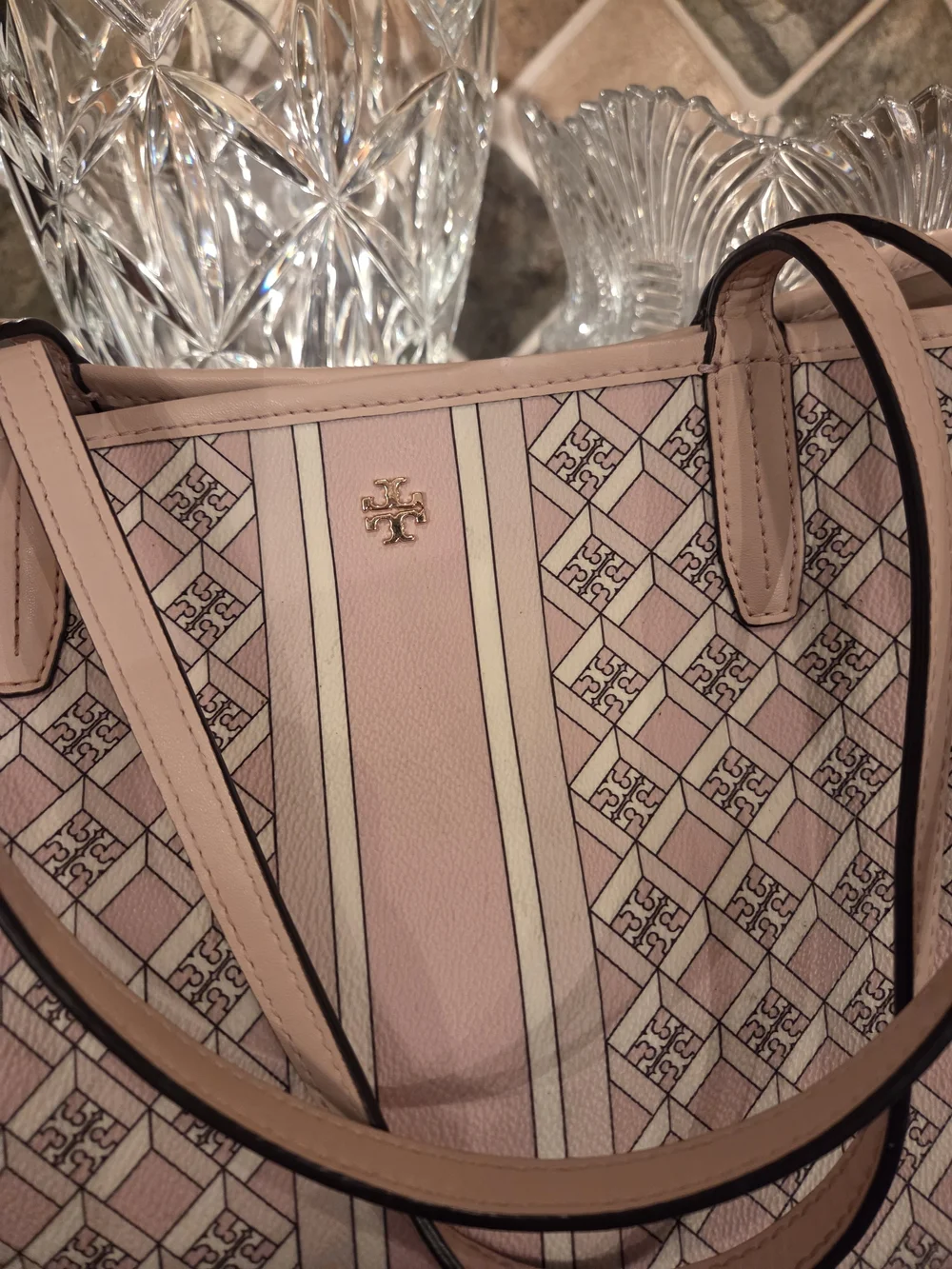 Tory Burch Blush Pink Logo-Print Tote with Coordinating Wallett